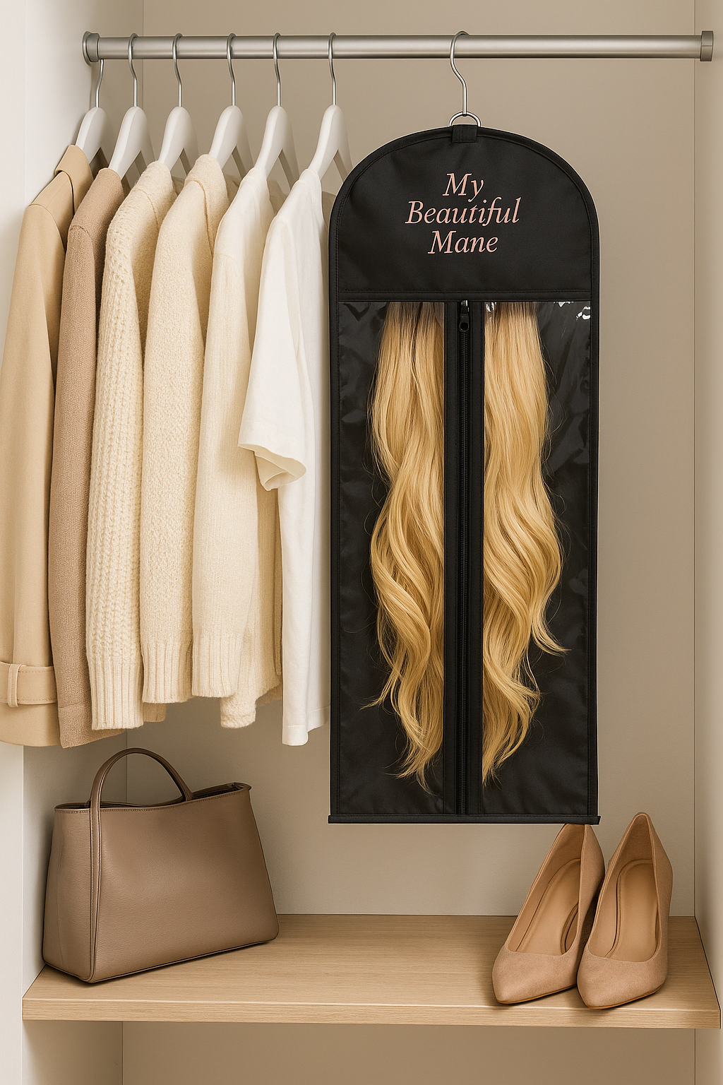 Hair Extension Storage & Travel Bag with Hanger – My Beautiful Mane