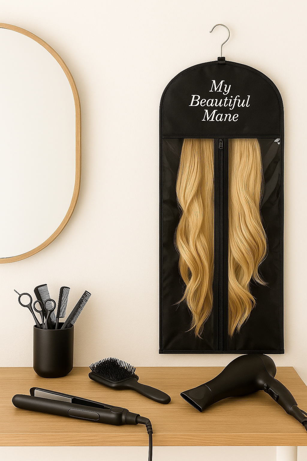 Hair Extension Storage & Travel Bag with Hanger – My Beautiful Mane